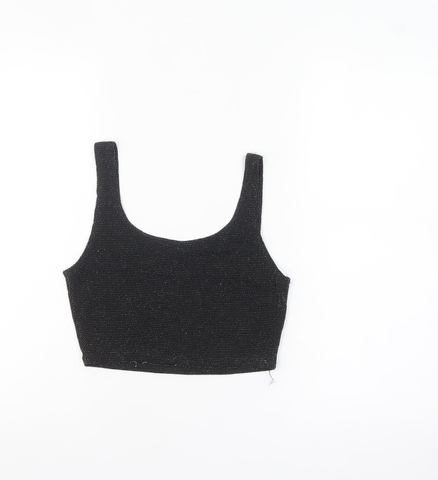 PrettyLittleThing Women's Black Glitter Cropped Tank Top UK 10