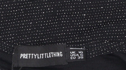 PrettyLittleThing Women's Black Glitter Cropped Tank Top UK 10