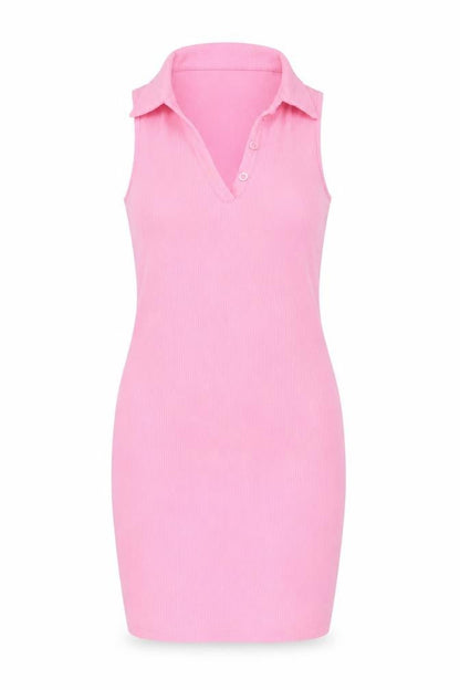 Primark Womens Pink Size 8 Sleeveless Collared Bodycon Knit Dress