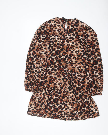 New Look Women Brown Leopard Print Shift Dress Size 10