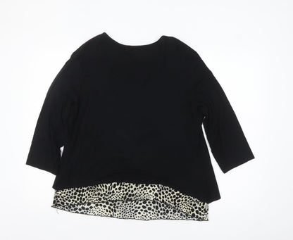 Saloos Womens Black Animal Print Tunic Blouse XL