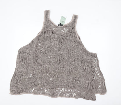 Next Women Beige Crochet Maternity Tank Top Size M