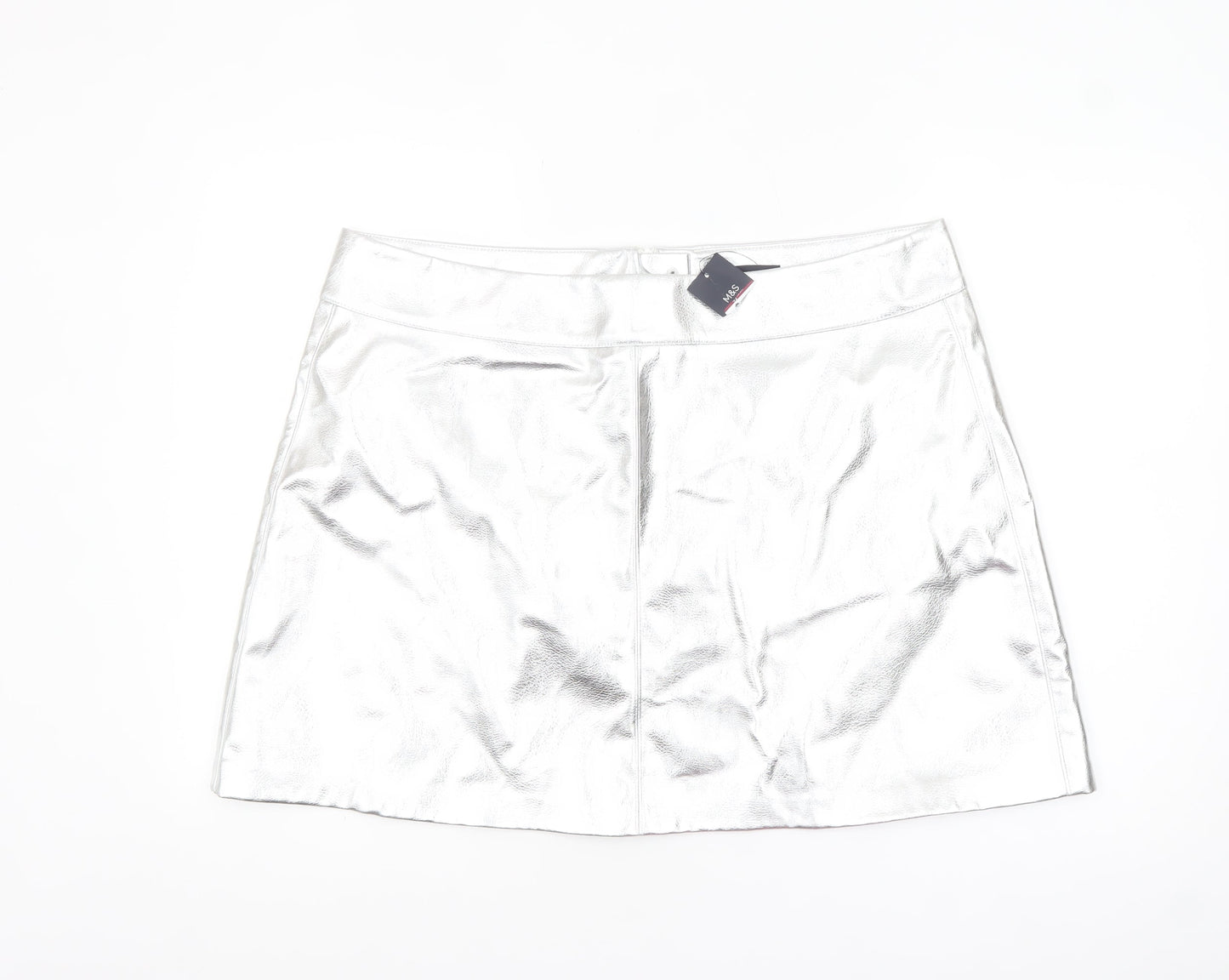 Marks and Spencer Women’s Silver Short Skirt Size 20 PU Coated