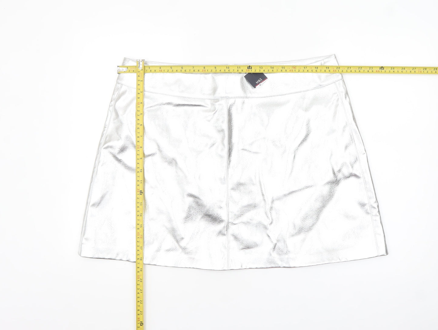 Marks and Spencer Women’s Silver Short Skirt Size 20 PU Coated