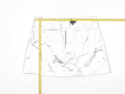 Marks and Spencer Women’s Silver Short Skirt Size 20 PU Coated