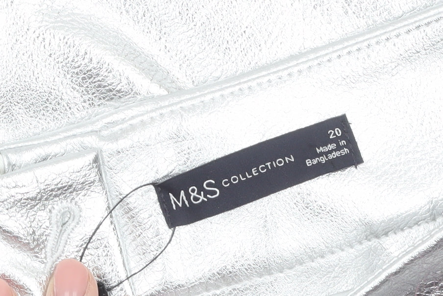 Marks and Spencer Women’s Silver Short Skirt Size 20 PU Coated