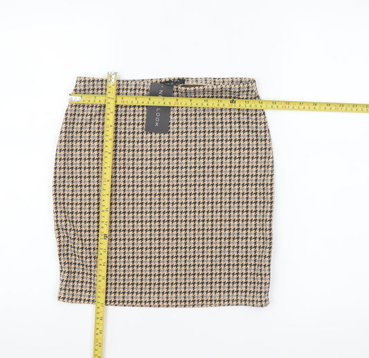 New Look Women's Beige Houndstooth Pencil Skirt Size 10