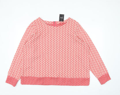 Next Women Pink Geometric Knit Long Sleeve Tunic Blouse Size 22