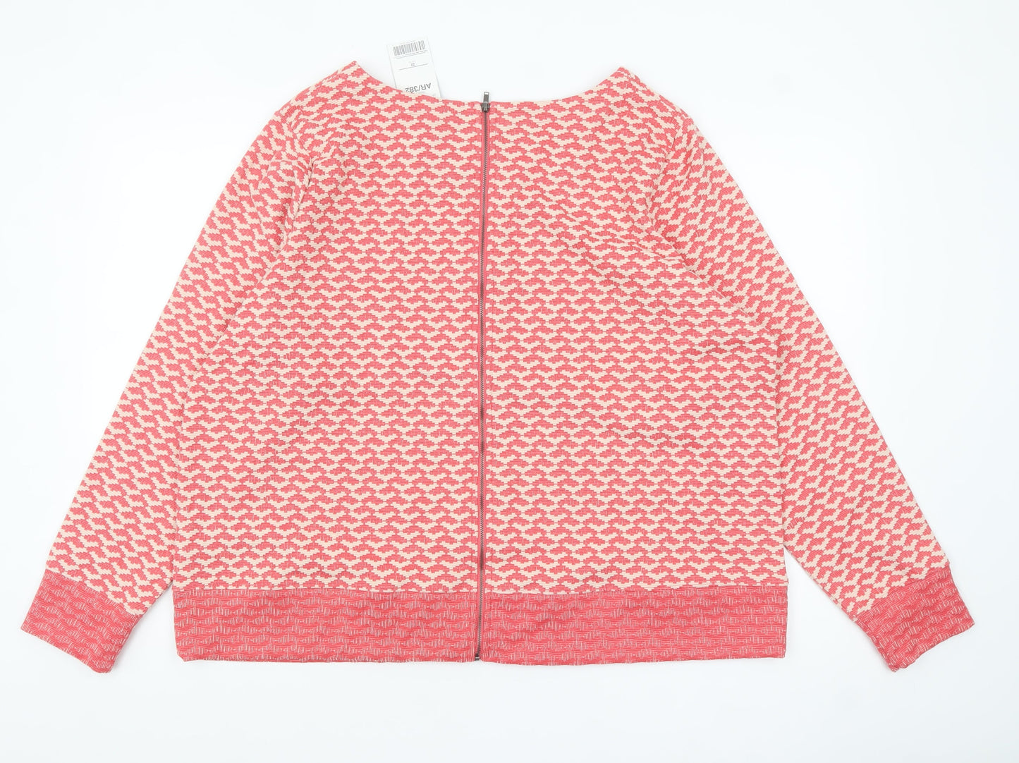 Next Women Pink Geometric Knit Long Sleeve Tunic Blouse Size 22