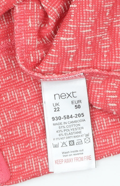 Next Women Pink Geometric Knit Long Sleeve Tunic Blouse Size 22