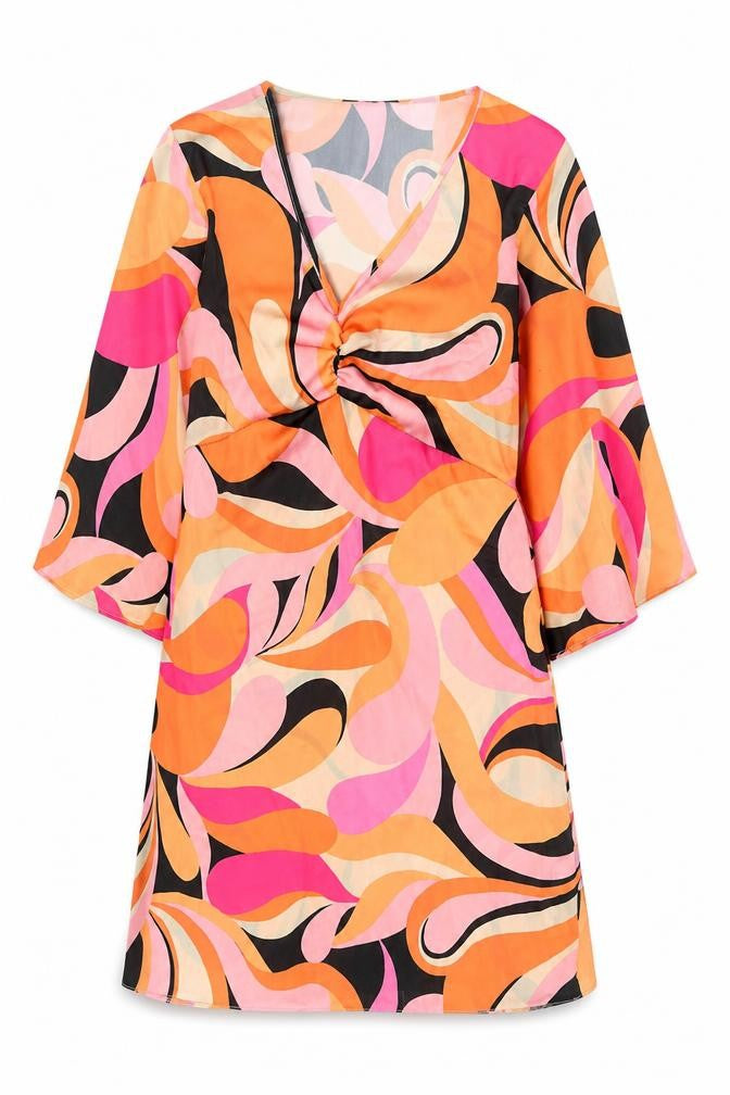 New Look Women's Multicoloured Size 8 Retro Wrap Mini Dress