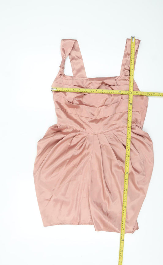 PrettyLittleThing Women’s Pink Satin Bodycon Dress Size 14 Party