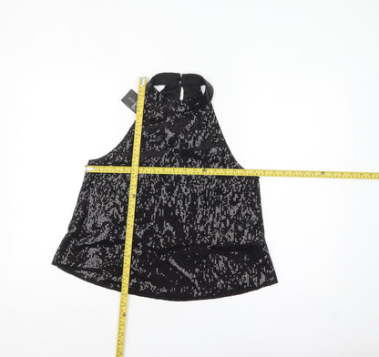 New Look Womens Black Sequin Halter Camisole Top Size 12