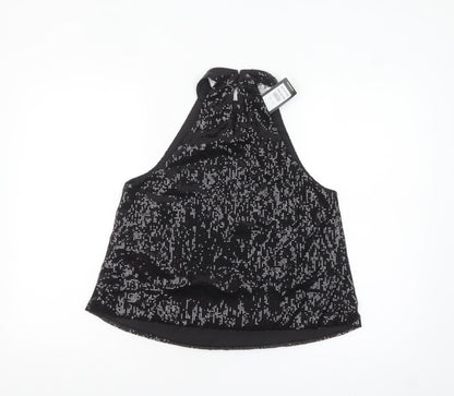 New Look Womens Black Sequin Halter Camisole Top Size 12
