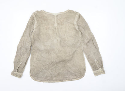 s.Oliver Women’s Beige Linen Long Sleeve Tunic Blouse Size 10