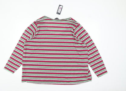Marks and Spencer Womens Multicoloured Striped Relaxed Fit Long Sleeve T-Shirt Size 22