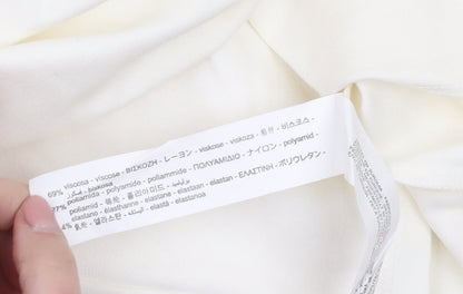 Zara Women Ivory One Shoulder Bodycon Dress Size L