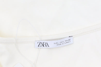 Zara Women Ivory One Shoulder Bodycon Dress Size L