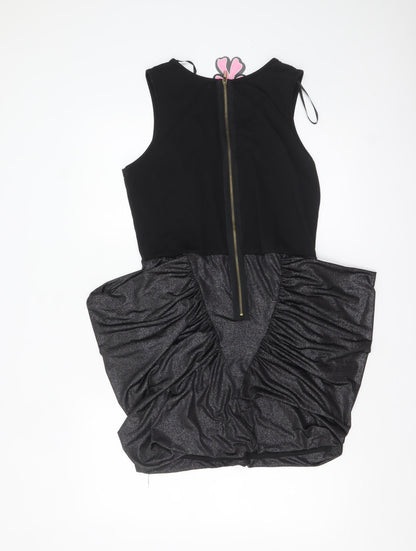 Boohoo Women's Black Size 14 Sleeveless Beaded Bodycon Party Dress