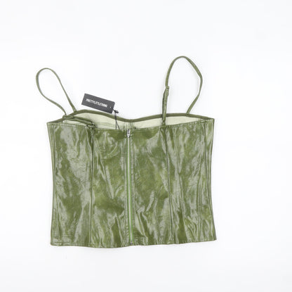 PrettyLittleThing Women’s Green Faux Leather Corset Camisole Top UK 14