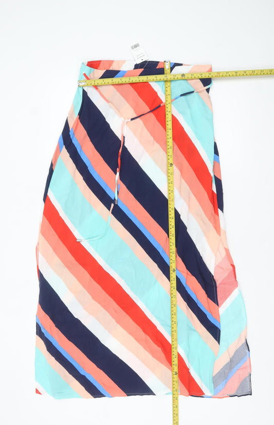 George Women’s Multicoloured Striped Wrap Midi Skirt Size 12
