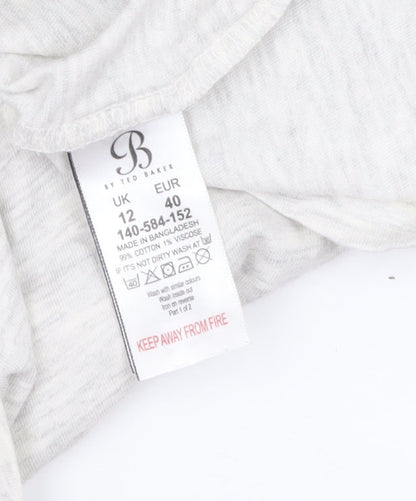 Ted Baker Women's Ivory Pocket T-Shirt Size 12 Short Sleeve Cotton