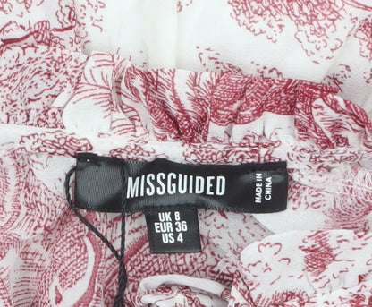 Missguided Women's Multicoloured Size 8 A-Line Chiffon Ruffle Mini Dress