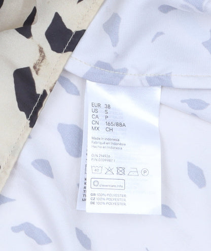 H&M Women Beige Animal Print V-Neck Shirt Dress Size 10