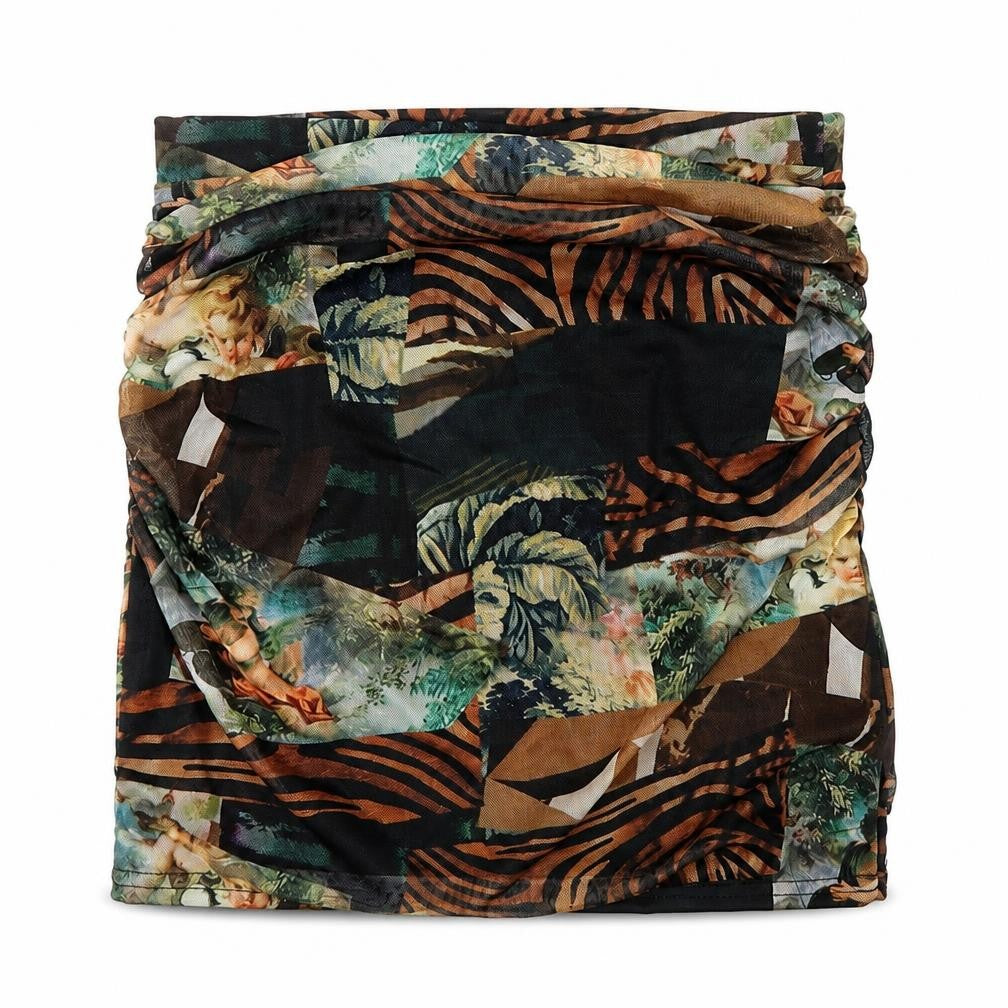 PrettyLittleThing Womens Multicoloured Animal Print Mini Skirt Size 10