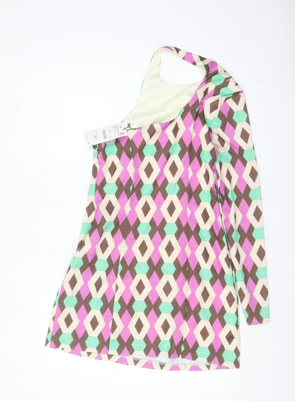 Zara Women Multicoloured Geometric Shift Dress Size 12