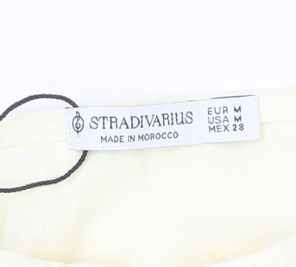 Stradivarius Women’s Ivory Cropped Lace Up Tank Top Size 12