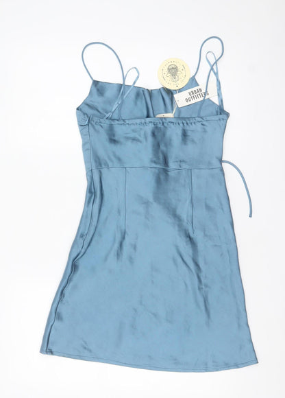 Kiss The Sky Women’s Blue Satin Lace-Up Slip Dress Size M