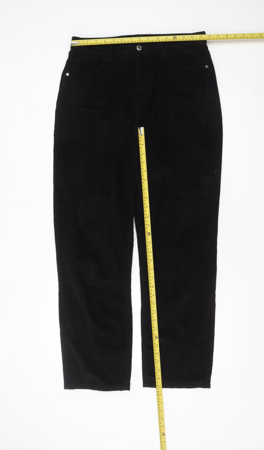 PrettyLittleThing Women's Black Corduroy Chino Trousers Size 12