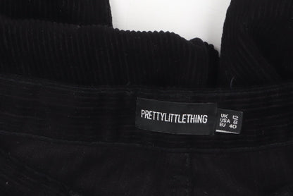 PrettyLittleThing Women's Black Corduroy Chino Trousers Size 12