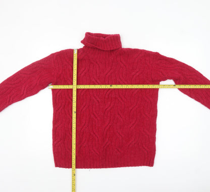 Marks and Spencer Women’s Red Roll Neck Cable-Knit Jumper Size S