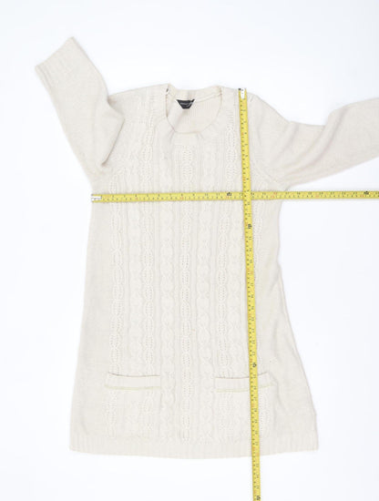 Dorothy Perkins Women’s Ivory Cable Knit Tunic Jumper Size 12