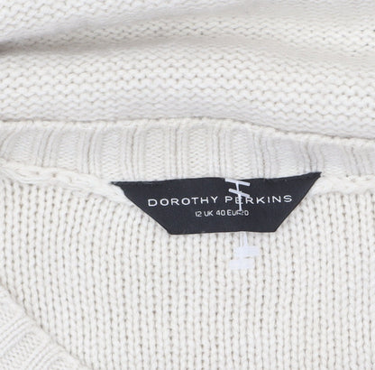 Dorothy Perkins Women’s Ivory Cable Knit Tunic Jumper Size 12