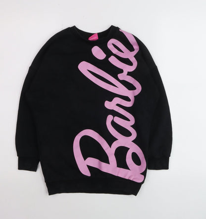 Barbie Girls Black Pullover Sweatshirt 13-14 Years Logo Graphic Print