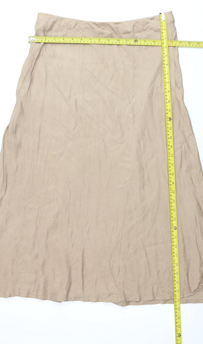 Gallery Women Beige A-Line Midi Skirt Size 14 Viscose