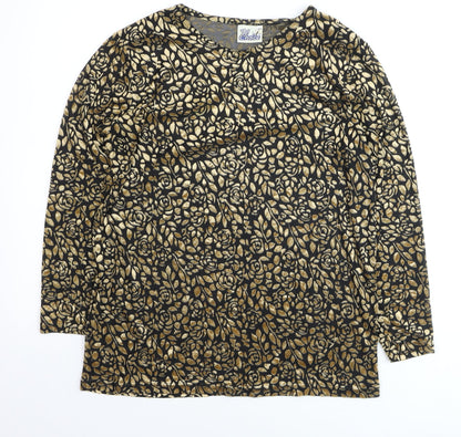 First Choice Women's Black Gold Floral Long Sleeve Tunic Top M