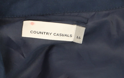 Country Casuals Women Blue Size 16 Button-Up 3/4 Sleeve Shirt