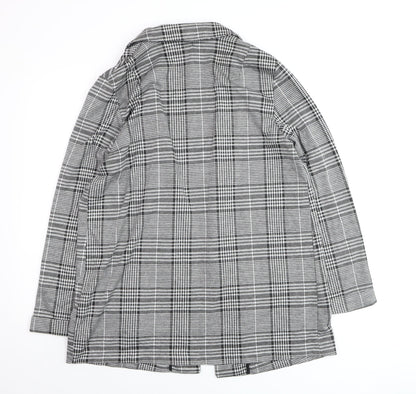 H&M Divided Women's Grey Check Blazer Size M Classic Mid-Length Jacket