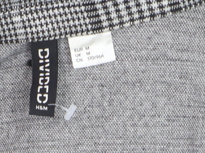 H&M Divided Women's Grey Check Blazer Size M Classic Mid-Length Jacket