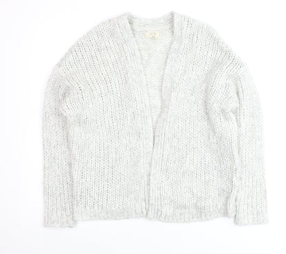 Fat Face Women’s Grey Chunky-Knit Open Cardigan Size S Wool Blend
