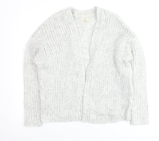 Fat Face Women’s Grey Chunky-Knit Open Cardigan Size S Wool Blend