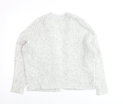 Fat Face Women’s Grey Chunky-Knit Open Cardigan Size S Wool Blend