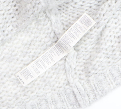 Fat Face Women’s Grey Chunky-Knit Open Cardigan Size S Wool Blend
