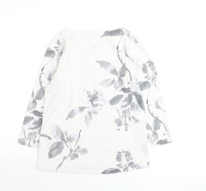 Joules Women’s Grey Floral Cotton Pullover Jumper Size 10