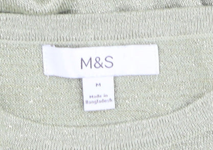 Marks and Spencer Women’s Light Green Glitter Knit T-Shirt Medium