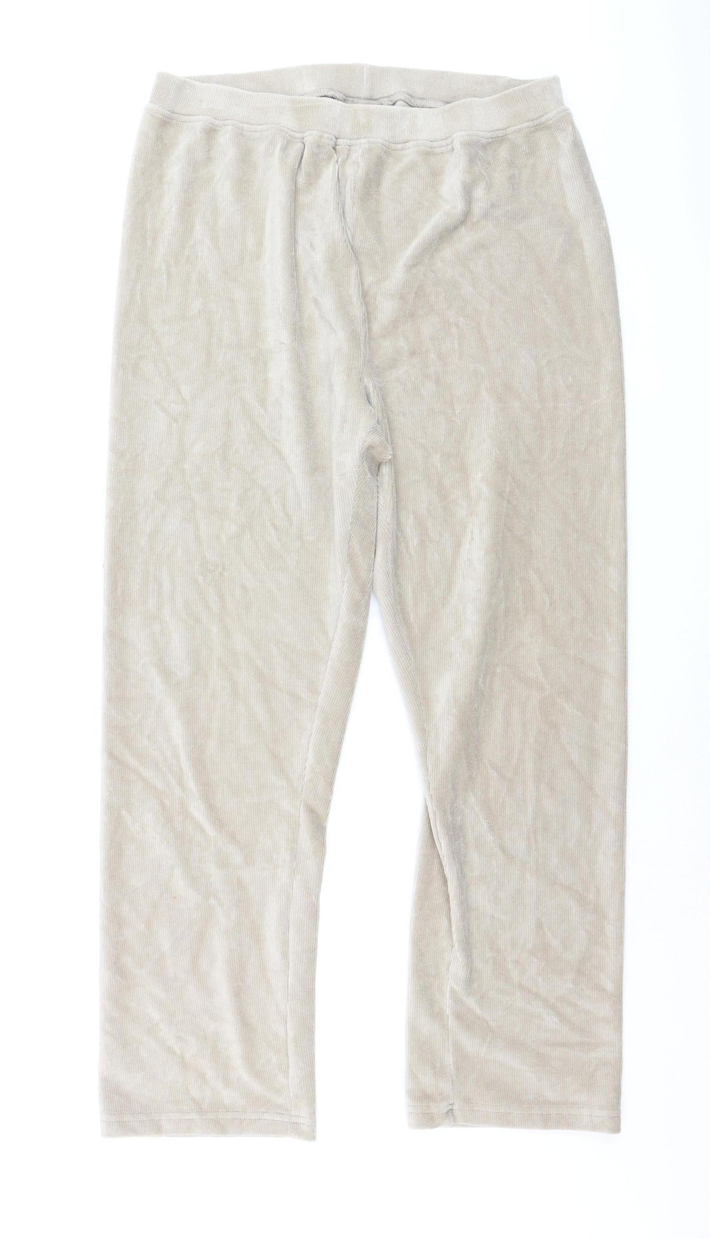 Cotton Traders Women Light Mink Corduroy Trousers Size 16 Elastic Waist